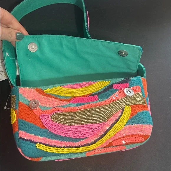 America & beyond beaded wave multi colored shoulder bag - Picture 4 of 5